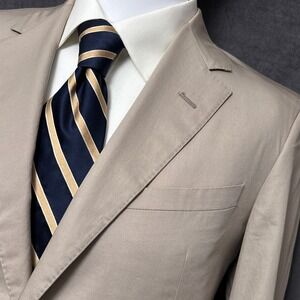 Lanvin Sport Coat 38R Slim Fit Tan Beige Cotton Italy Blazer Jacket Bespoke 40R